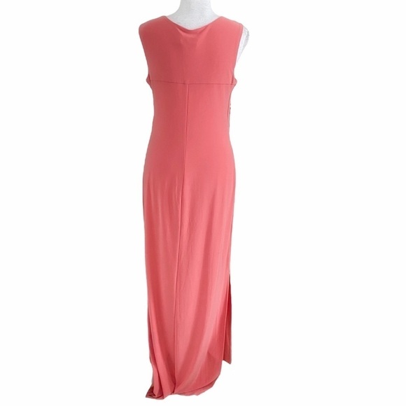 NWT JOSEPH RIBKOFF PINK SLEEVELESS SQUARE NECK STRETCH MAXI SIDE SLIT DRESS - 10 - Picture 3 of 9